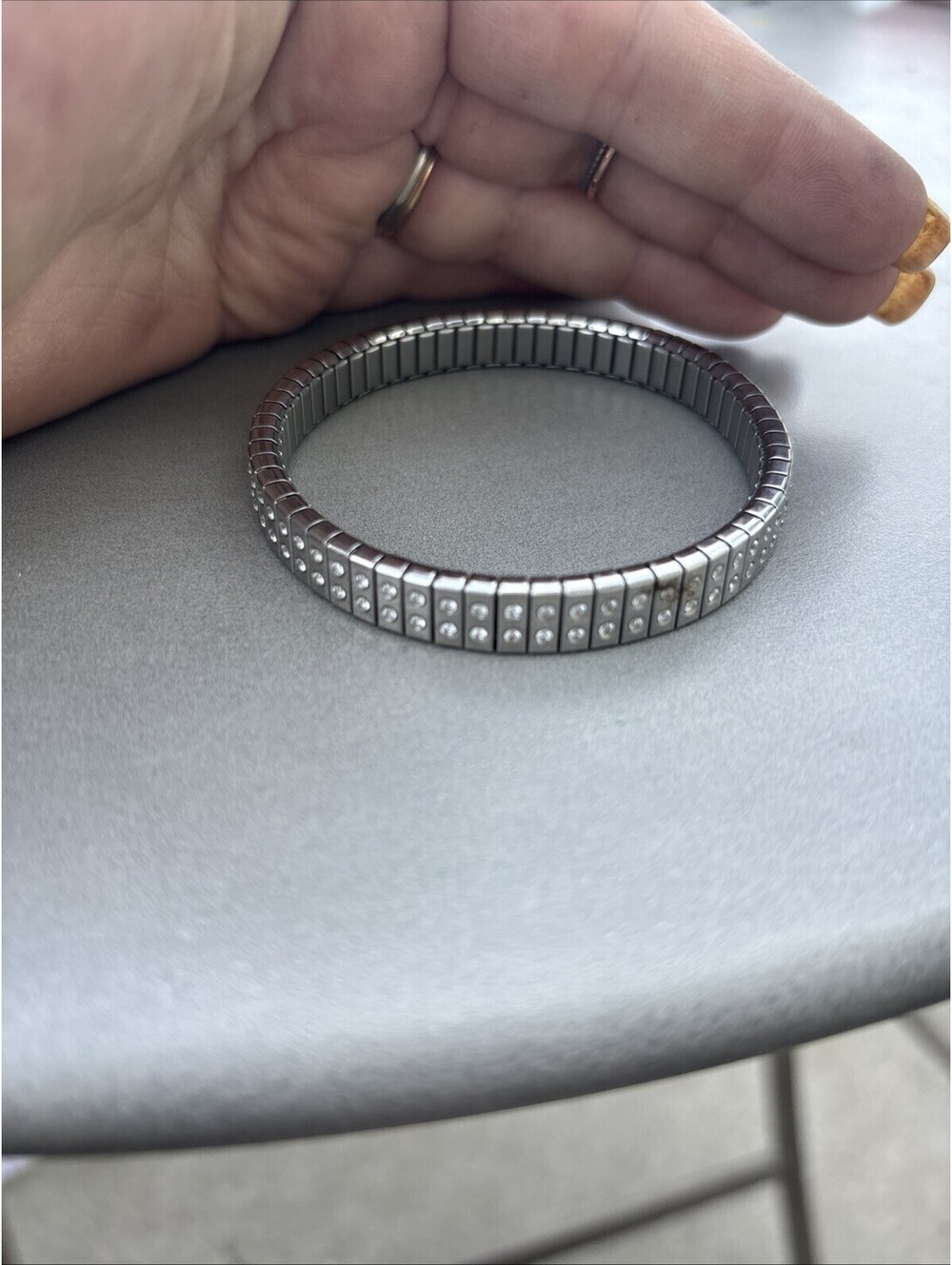 7" Speidel DQCZ Expansion Stretch Bracelet Stainless Steel Cubic Zirconia